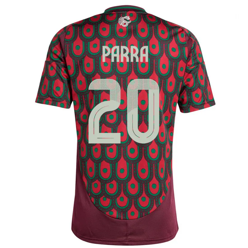 Danxen Dame Mexico Rodrigo Parra #20 Rødbrun Hjemmetrøye Drakt Trøye 24-26 Skjorter T-Skjorte