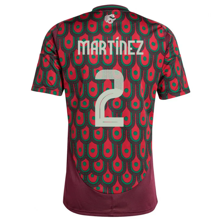 Danxen Dame Mexico Emilio Martinez #2 Rødbrun Hjemmetrøye Drakt Trøye 24-26 Skjorter T-Skjorte