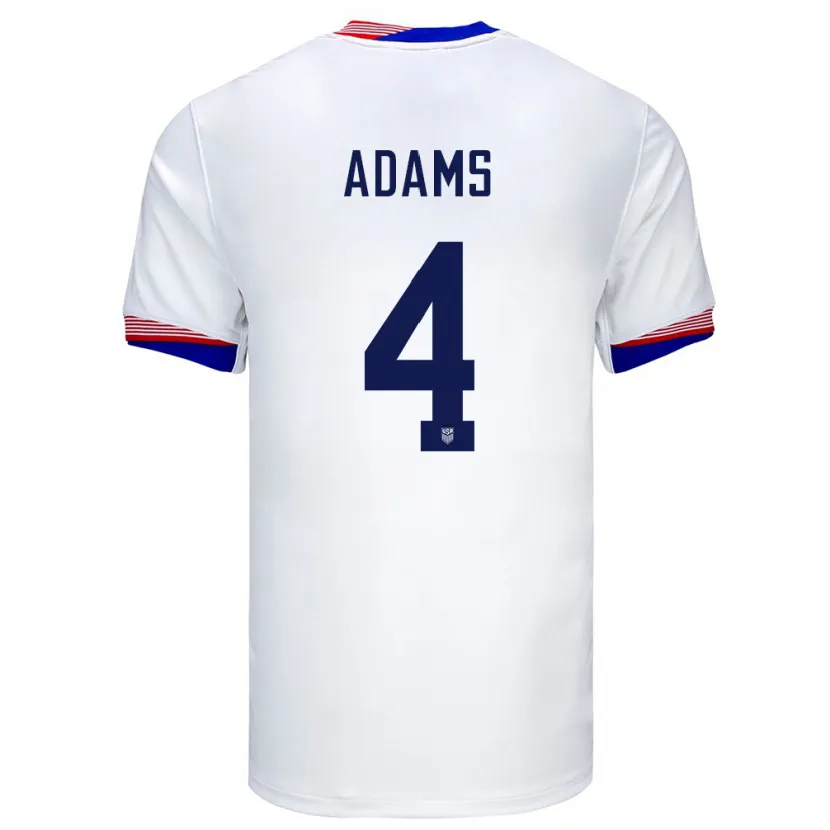 Danxen Dame Usa Tyler Adams #4 Hvit Hjemmetrøye Drakt Trøye 24-26 Skjorter T-Skjorte