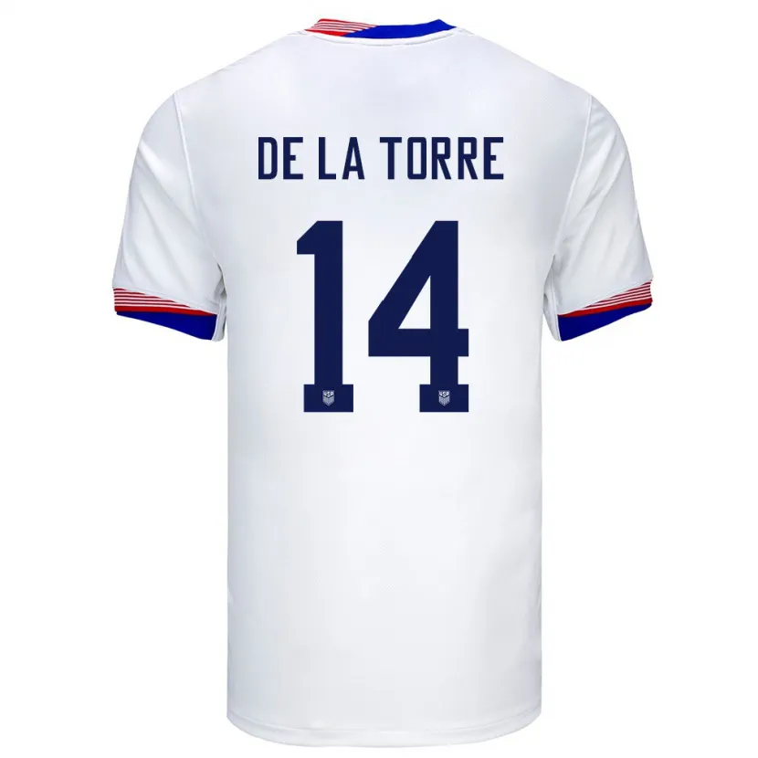 Danxen Dame Usa Luca De La Torre #14 Hvit Hjemmetrøye Drakt Trøye 24-26 Skjorter T-Skjorte