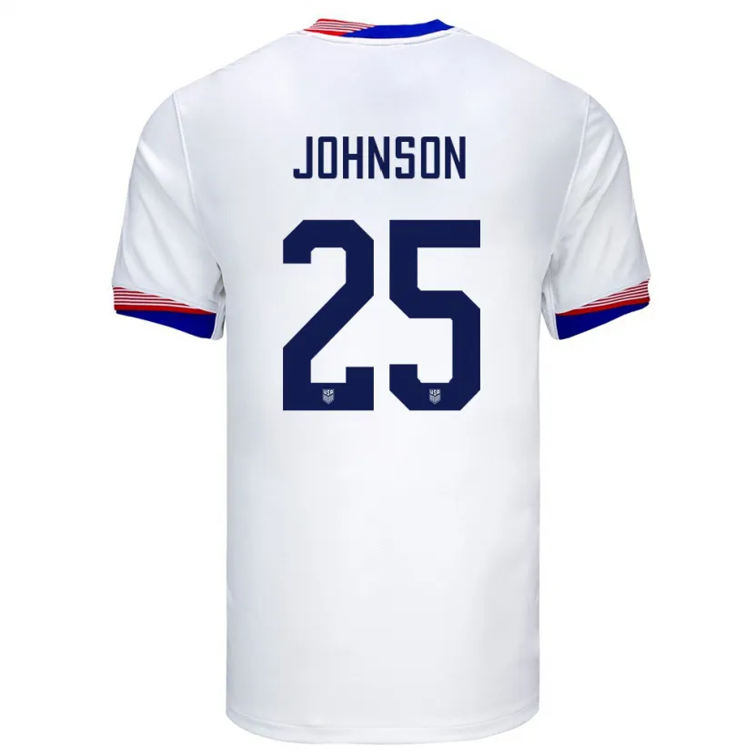 Danxen Dame Usa Sean Johnson #25 Hvit Hjemmetrøye Drakt Trøye 24-26 Skjorter T-Skjorte