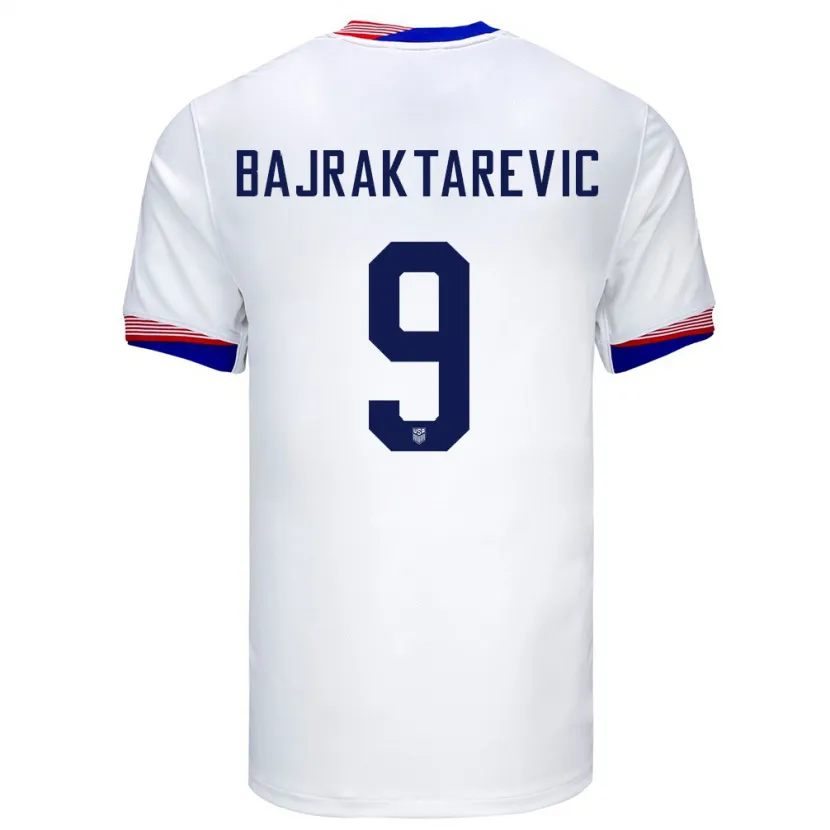 Danxen Dame Usa Esmir Bajraktarevic #9 Hvit Hjemmetrøye Drakt Trøye 24-26 Skjorter T-Skjorte