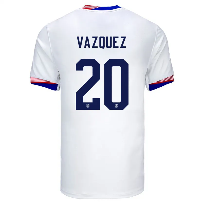 Danxen Dame Usa David Vazquez #20 Hvit Hjemmetrøye Drakt Trøye 24-26 Skjorter T-Skjorte
