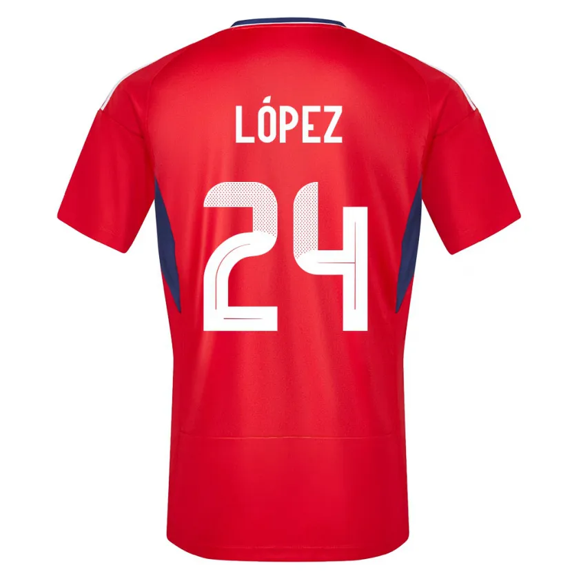 Danxen Dame Costa Rica Douglas Lopez #24 Rød Hjemmetrøye Drakt Trøye 24-26 Skjorter T-Skjorte