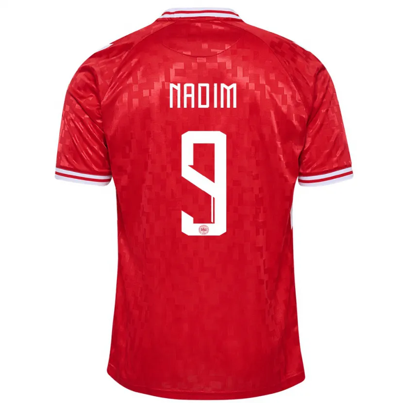 Danxen Dame Danmark Nadia Nadim #9 Rød Hjemmetrøye Drakt Trøye 24-26 Skjorter T-Skjorte