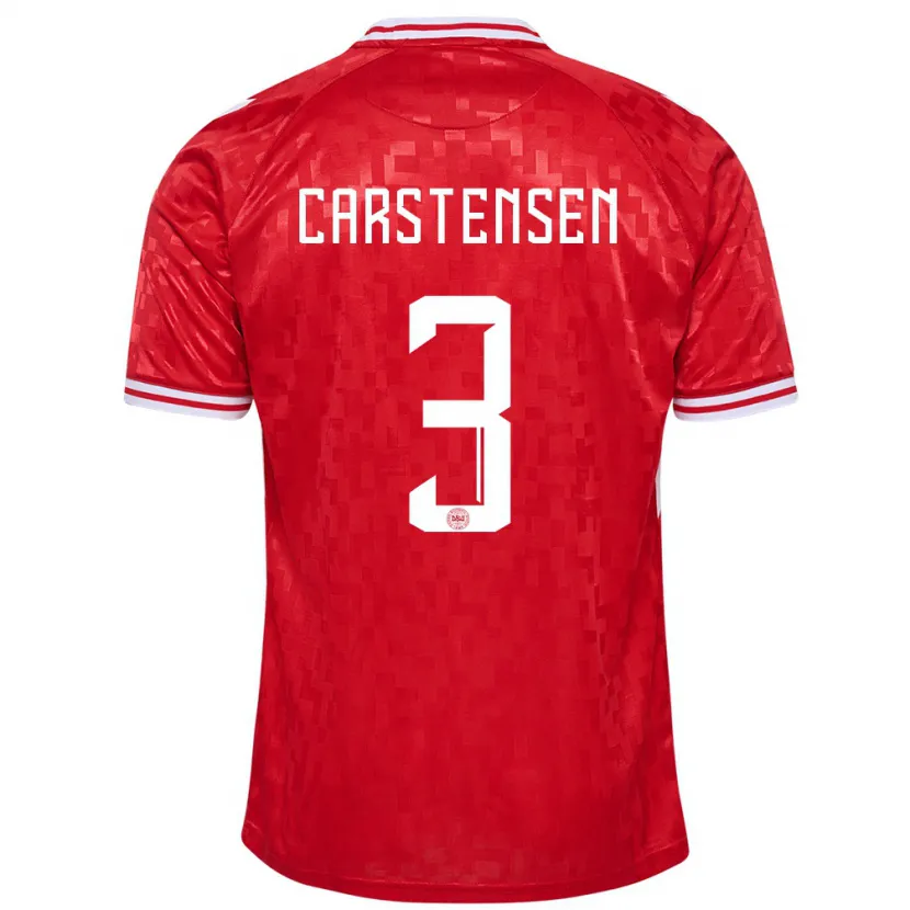Danxen Dame Danmark Rasmus Carstensen #3 Rød Hjemmetrøye Drakt Trøye 24-26 Skjorter T-Skjorte