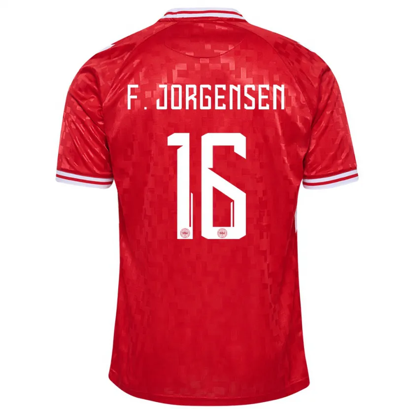 Danxen Dame Danmark Filip Jorgensen #16 Rød Hjemmetrøye Drakt Trøye 24-26 Skjorter T-Skjorte
