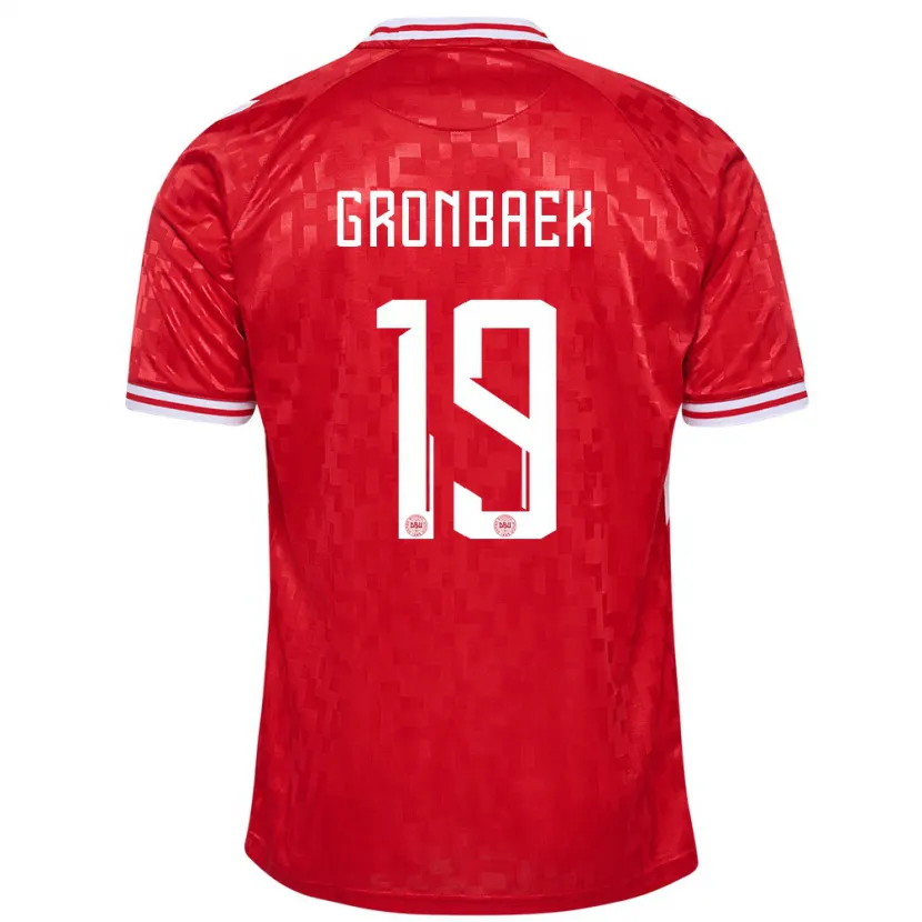 Danxen Dame Danmark Albert Gronbaek #19 Rød Hjemmetrøye Drakt Trøye 24-26 Skjorter T-Skjorte