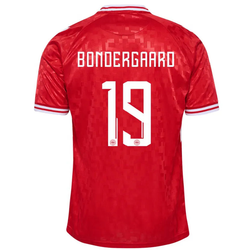 Danxen Dame Danmark Asbjorn Bondergaard #19 Rød Hjemmetrøye Drakt Trøye 24-26 Skjorter T-Skjorte