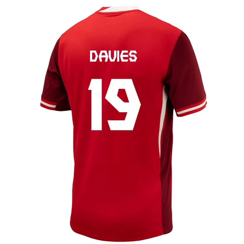Danxen Dame Canada Alphonso Davies #19 Rød Hjemmetrøye Drakt Trøye 24-26 Skjorter T-Skjorte