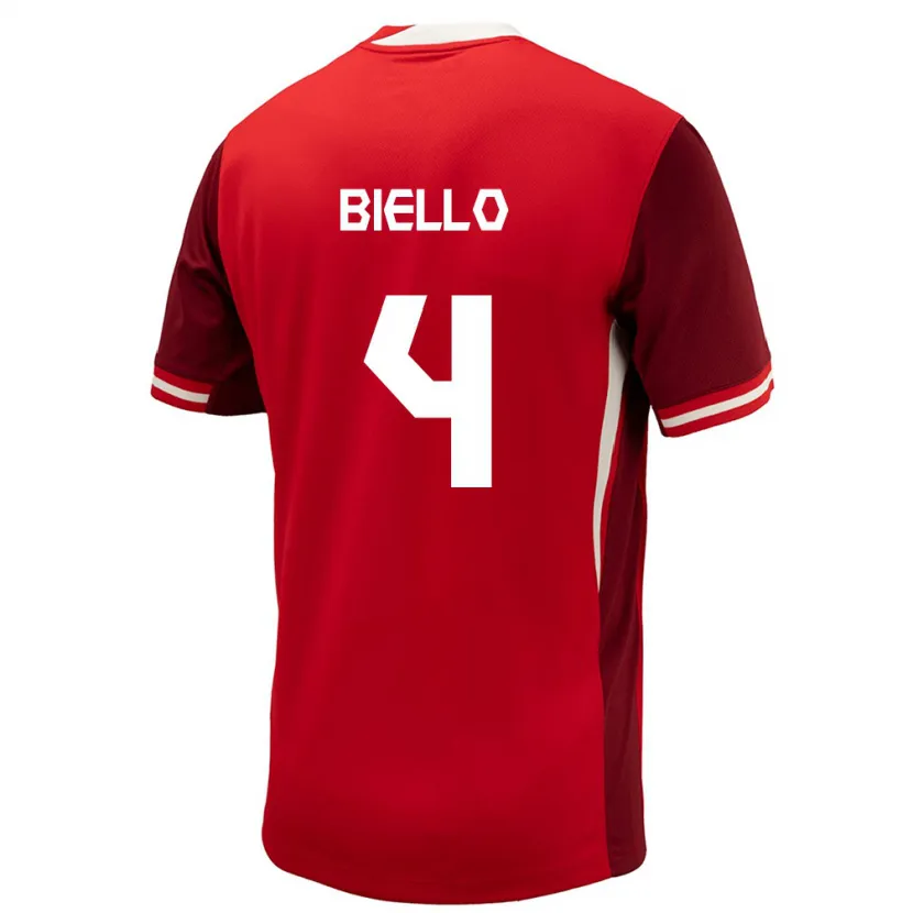 Danxen Dame Canada Alessandro Biello #4 Rød Hjemmetrøye Drakt Trøye 24-26 Skjorter T-Skjorte