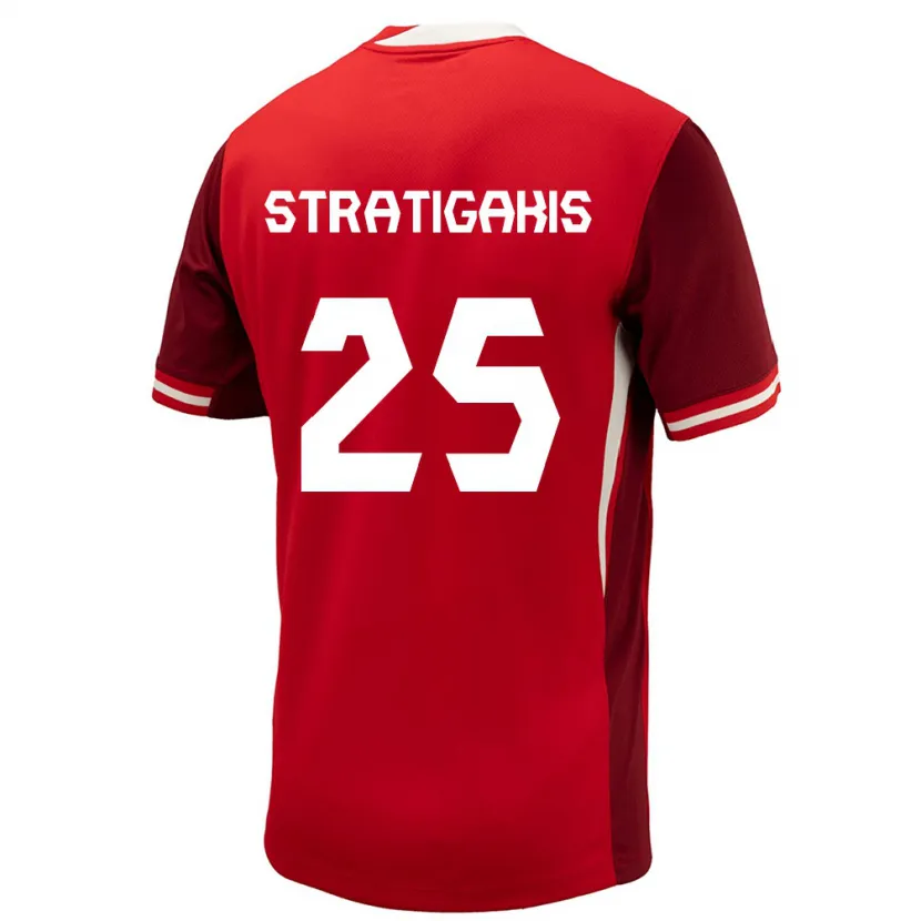 Danxen Dame Canada Sarah Stratigakis #25 Rød Hjemmetrøye Drakt Trøye 24-26 Skjorter T-Skjorte