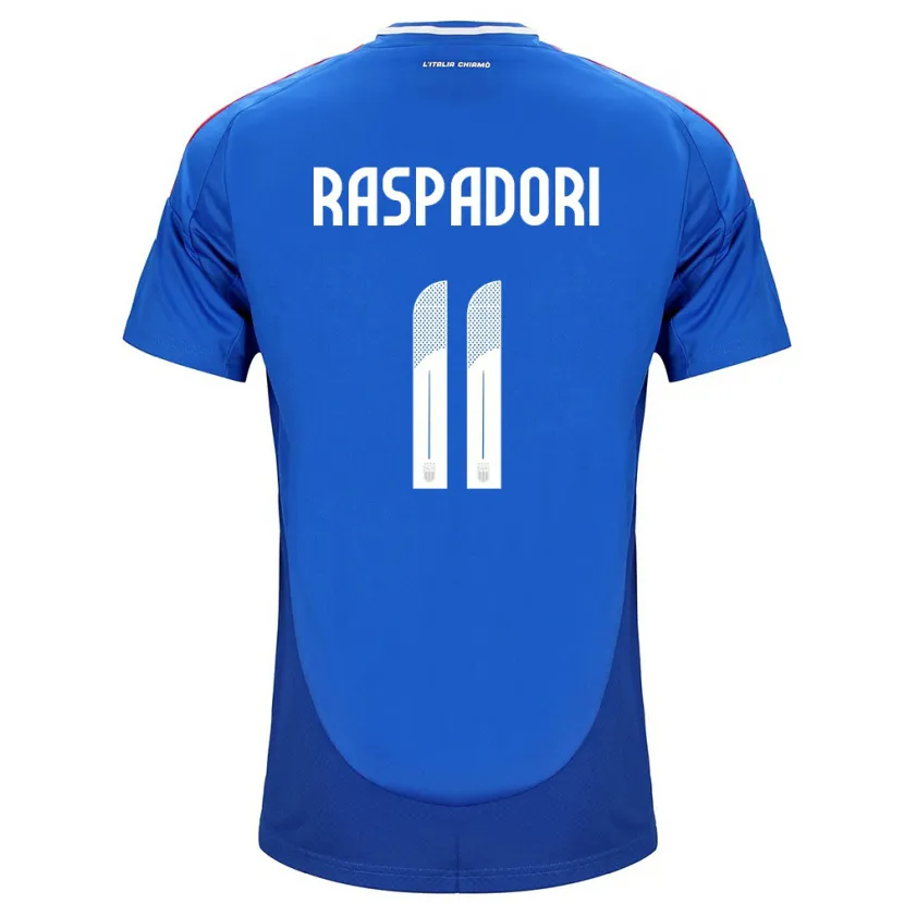Danxen Dame Italia Giacomo Raspadori #11 Blå Hjemmetrøye Drakt Trøye 24-26 Skjorter T-Skjorte