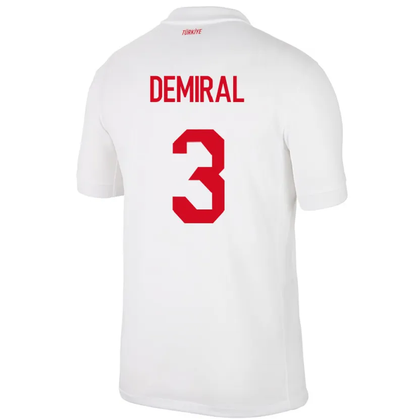 Danxen Dame Tyrkia Merih Demiral #3 Hvit Hjemmetrøye Drakt Trøye 24-26 Skjorter T-Skjorte