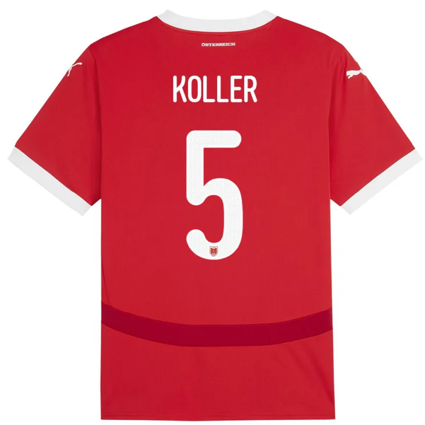 Danxen Dame Østerrike Paul Koller #5 Rød Hjemmetrøye Drakt Trøye 24-26 Skjorter T-Skjorte