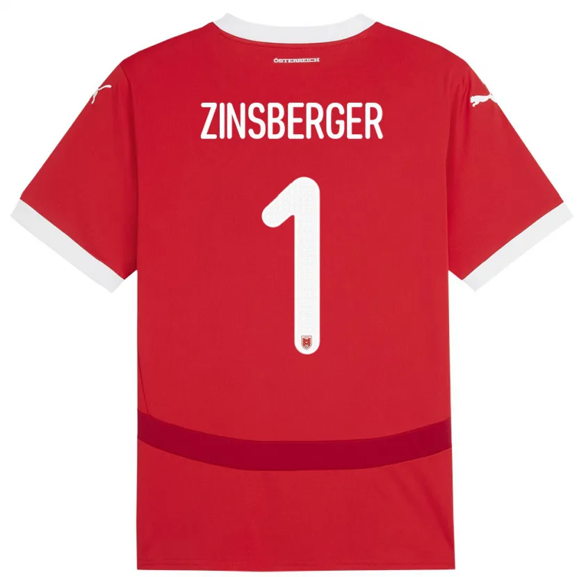 Danxen Dame Østerrike Manuela Zinsberger #1 Rød Hjemmetrøye Drakt Trøye 24-26 Skjorter T-Skjorte