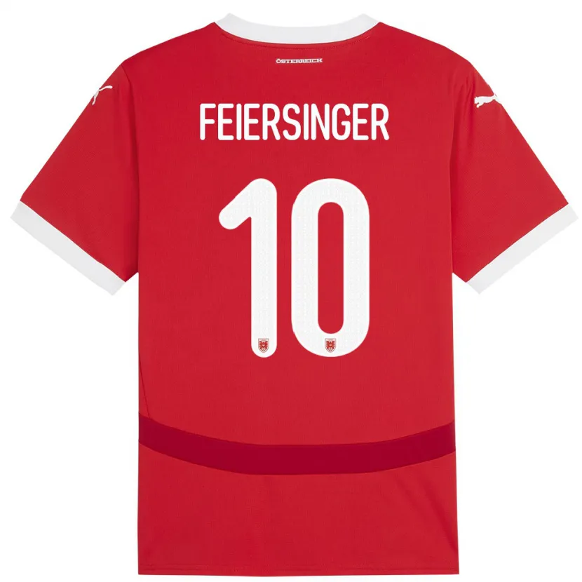 Danxen Dame Østerrike Laura Feiersinger #10 Rød Hjemmetrøye Drakt Trøye 24-26 Skjorter T-Skjorte