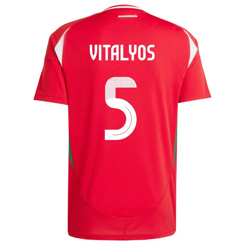 Danxen Dame Ungarn Viktor Vitályos #5 Rød Hjemmetrøye Drakt Trøye 24-26 Skjorter T-Skjorte