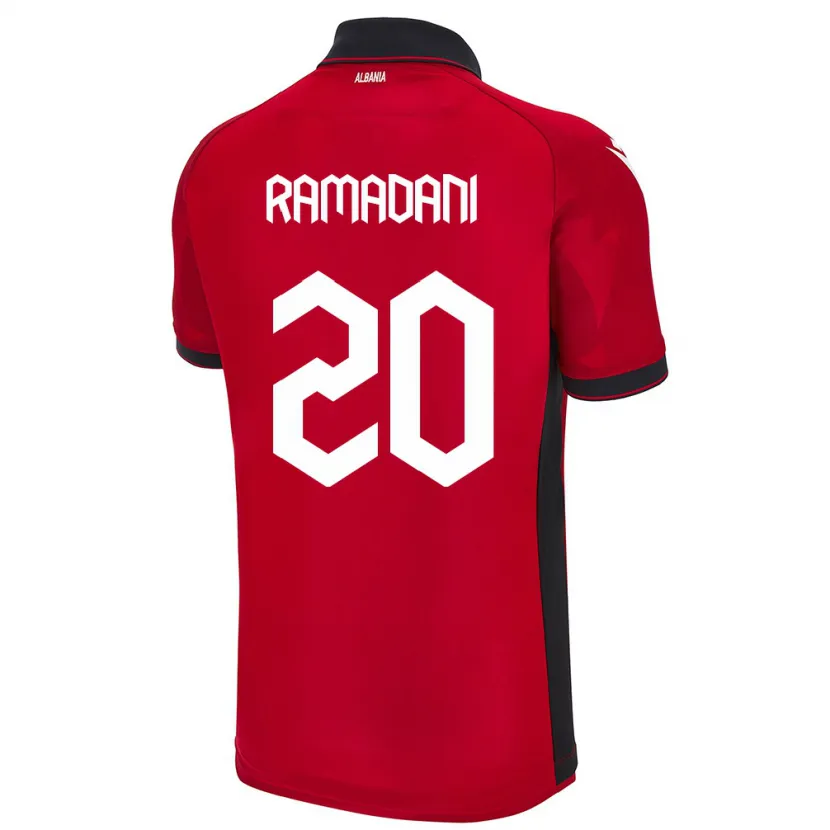 Danxen Dame Albania Ylber Ramadani #20 Rød Hjemmetrøye Drakt Trøye 24-26 Skjorter T-Skjorte