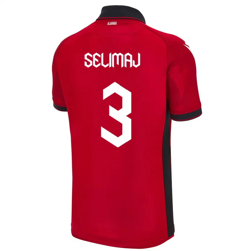 Danxen Dame Albania Ermis Selimaj #3 Rød Hjemmetrøye Drakt Trøye 24-26 Skjorter T-Skjorte
