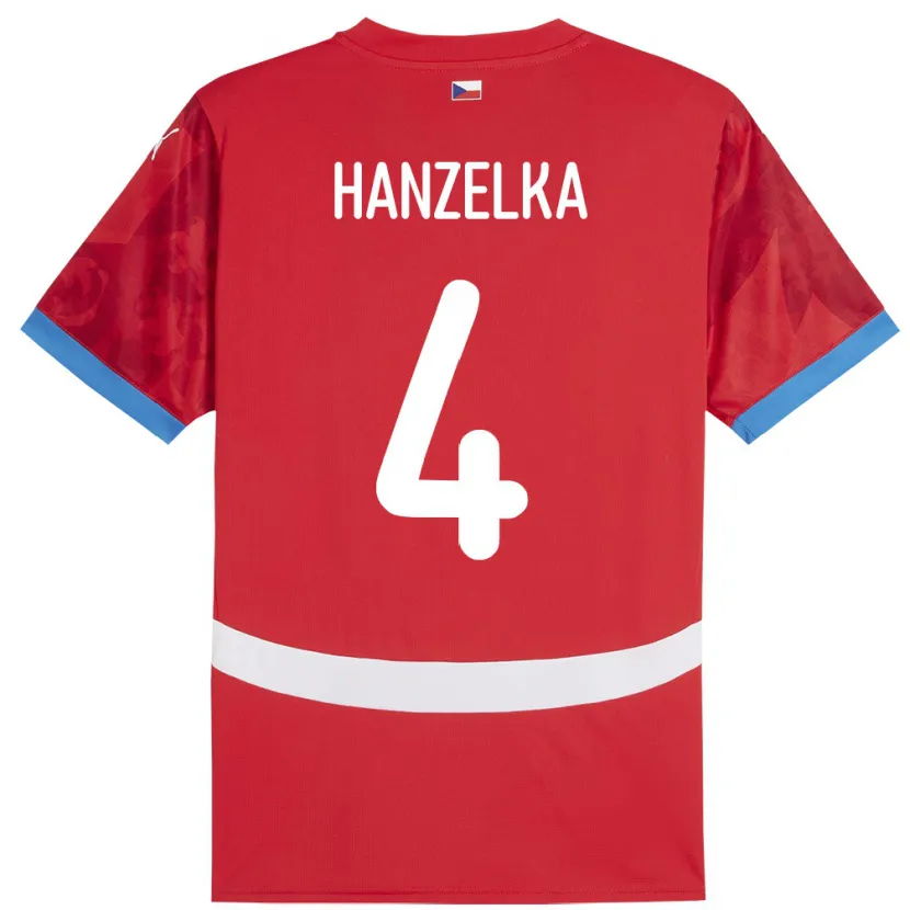 Danxen Dame Tsjekkia Denis Hanzelka #4 Rød Hjemmetrøye Drakt Trøye 24-26 Skjorter T-Skjorte