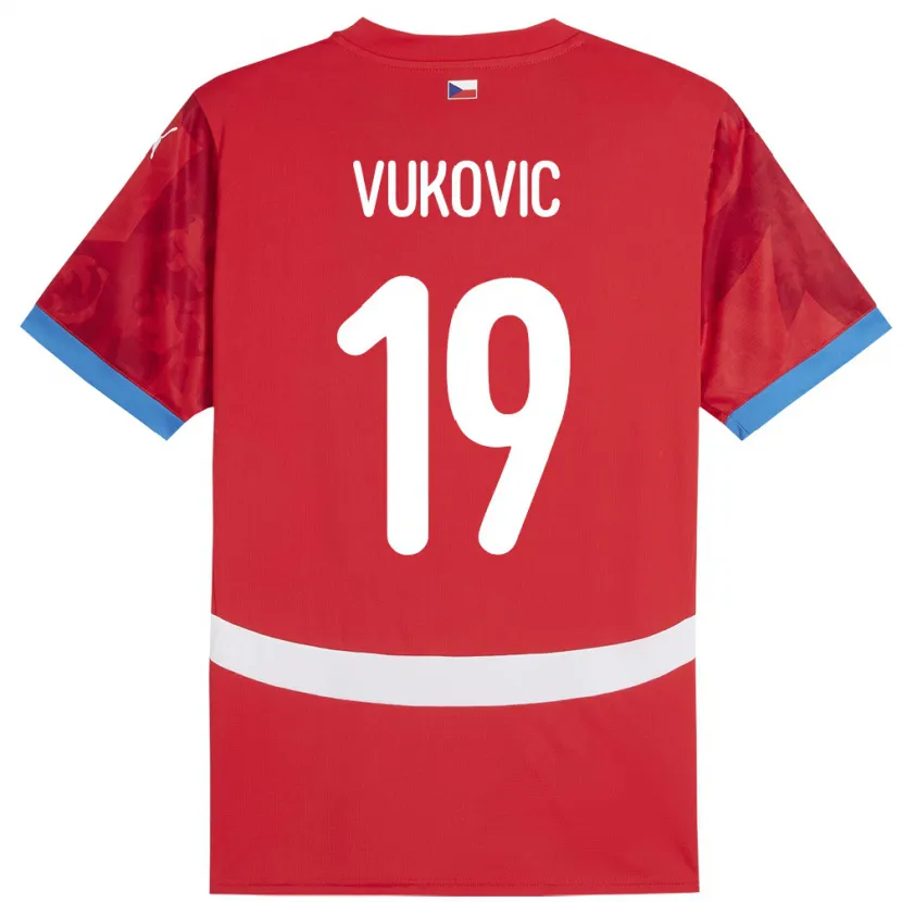 Danxen Dame Tsjekkia Kristian Vukovic #19 Rød Hjemmetrøye Drakt Trøye 24-26 Skjorter T-Skjorte