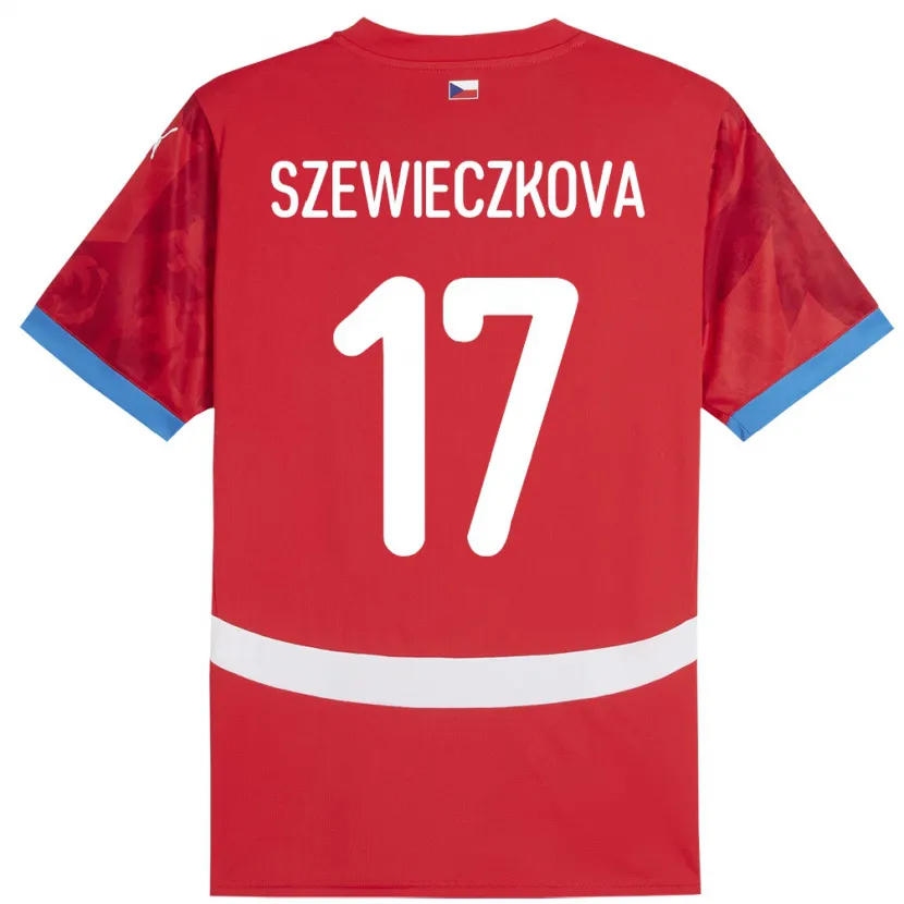 Danxen Dame Tsjekkia Tereza Szewieczková #17 Rød Hjemmetrøye Drakt Trøye 24-26 Skjorter T-Skjorte