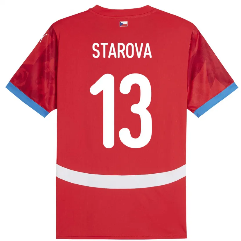 Danxen Dame Tsjekkia Antonie Stárová #13 Rød Hjemmetrøye Drakt Trøye 24-26 Skjorter T-Skjorte