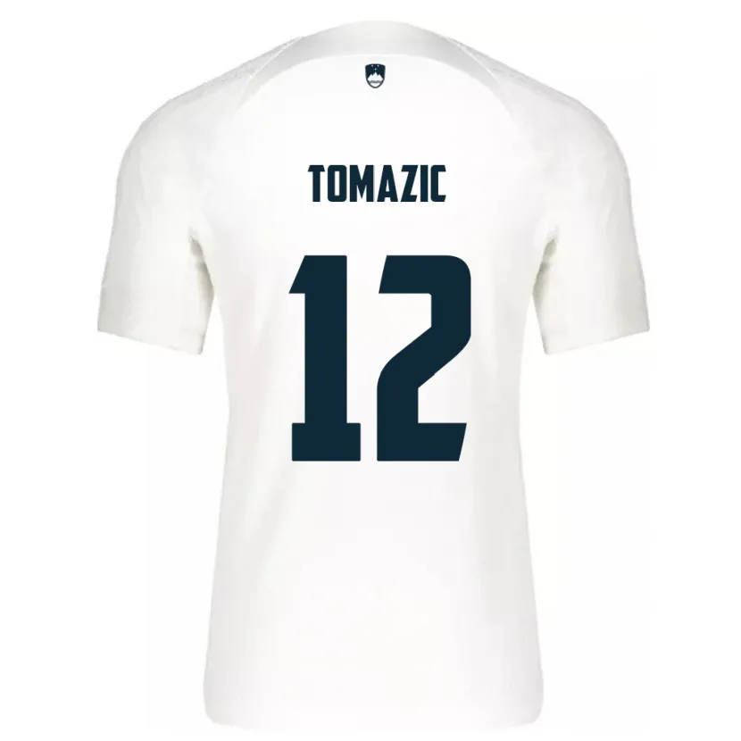 Danxen Dame Slovenia Lukas Tomazic #12 Hvit Hjemmetrøye Drakt Trøye 24-26 Skjorter T-Skjorte