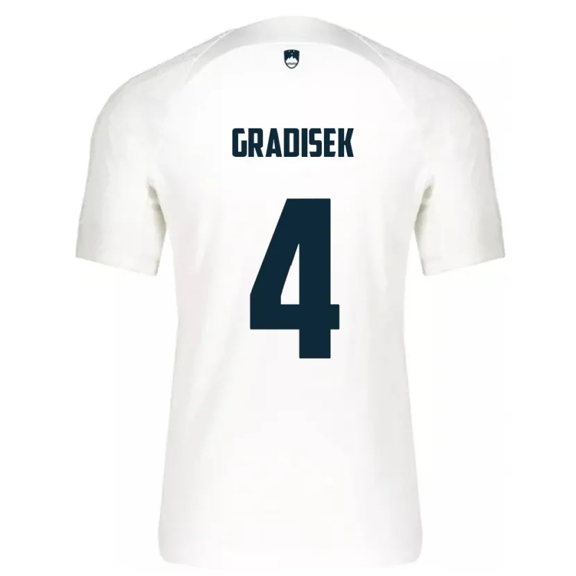 Danxen Dame Slovenia Sara Gradišek #4 Hvit Hjemmetrøye Drakt Trøye 24-26 Skjorter T-Skjorte