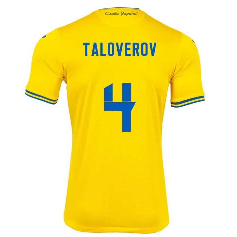 Danxen Dame Ukraina Maksym Taloverov #4 Gul Hjemmetrøye Drakt Trøye 24-26 Skjorter T-Skjorte