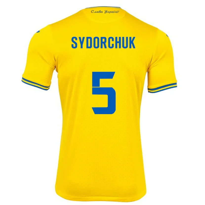 Danxen Dame Ukraina Sergiy Sydorchuk #5 Gul Hjemmetrøye Drakt Trøye 24-26 Skjorter T-Skjorte