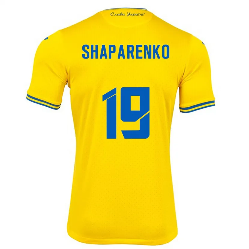 Danxen Dame Ukraina Mykola Shaparenko #19 Gul Hjemmetrøye Drakt Trøye 24-26 Skjorter T-Skjorte