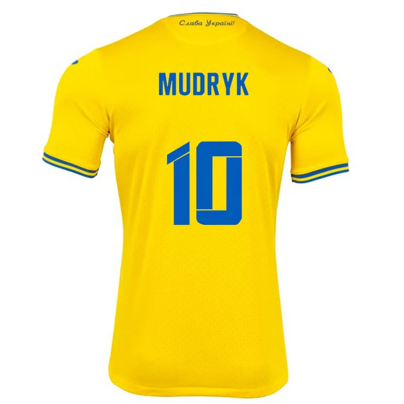 Danxen Dame Ukraina Mykhaylo Mudryk #10 Gul Hjemmetrøye Drakt Trøye 24-26 Skjorter T-Skjorte