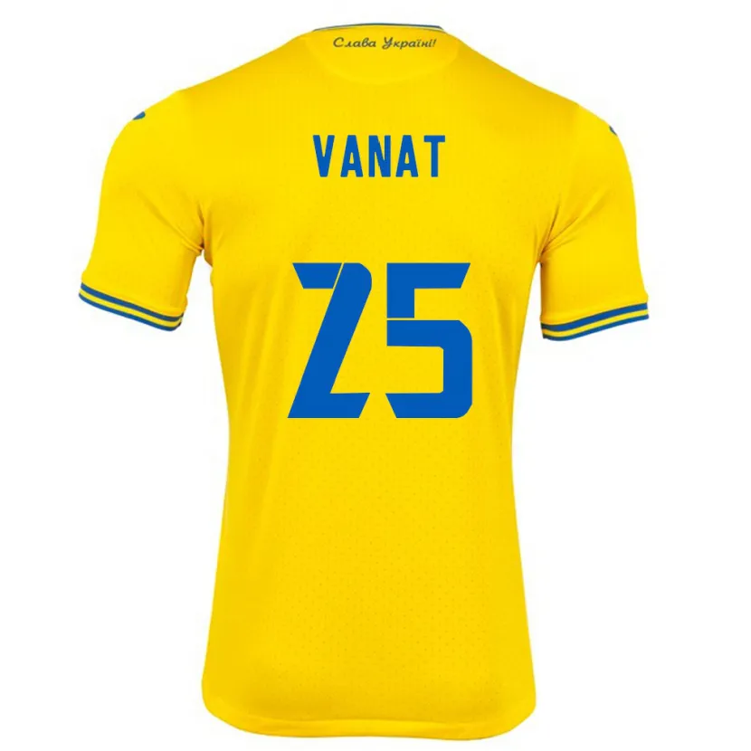 Danxen Dame Ukraina Vladyslav Vanat #25 Gul Hjemmetrøye Drakt Trøye 24-26 Skjorter T-Skjorte