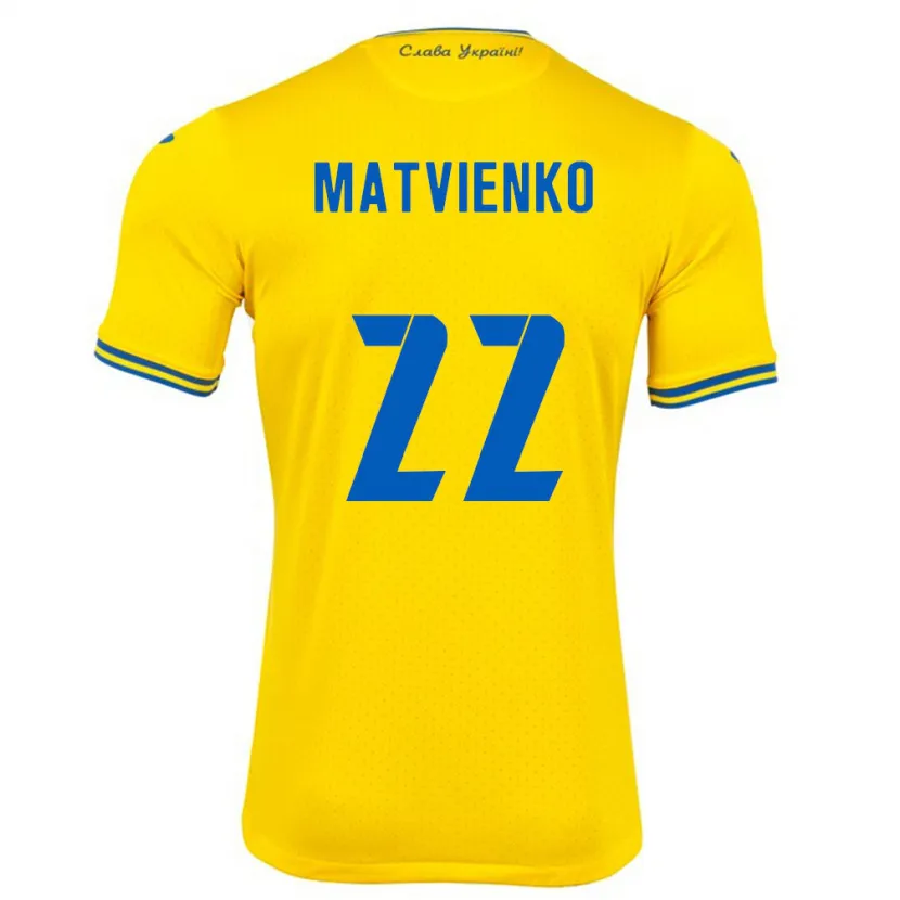 Danxen Dame Ukraina Mykola Matvienko #22 Gul Hjemmetrøye Drakt Trøye 24-26 Skjorter T-Skjorte