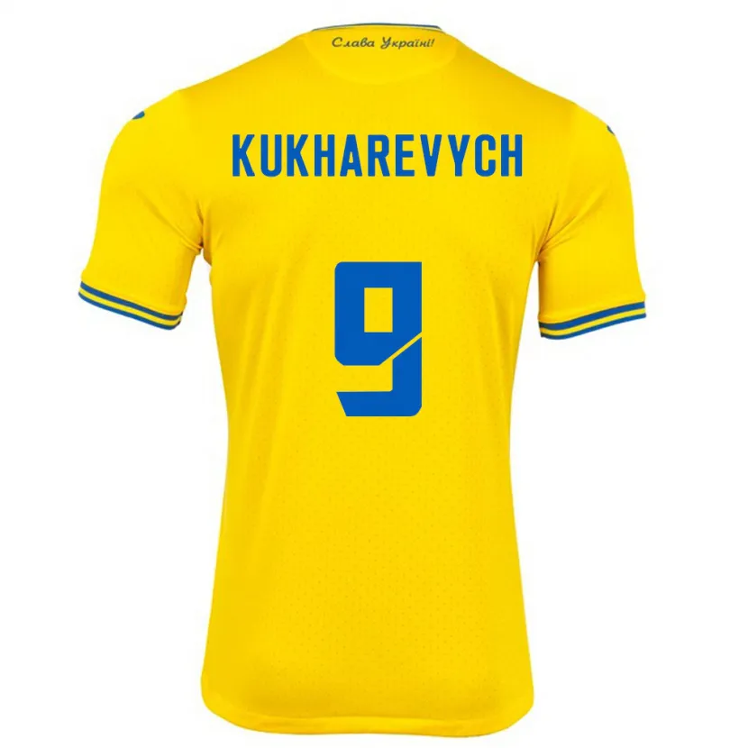 Danxen Dame Ukraina Mykola Kukharevych #9 Gul Hjemmetrøye Drakt Trøye 24-26 Skjorter T-Skjorte