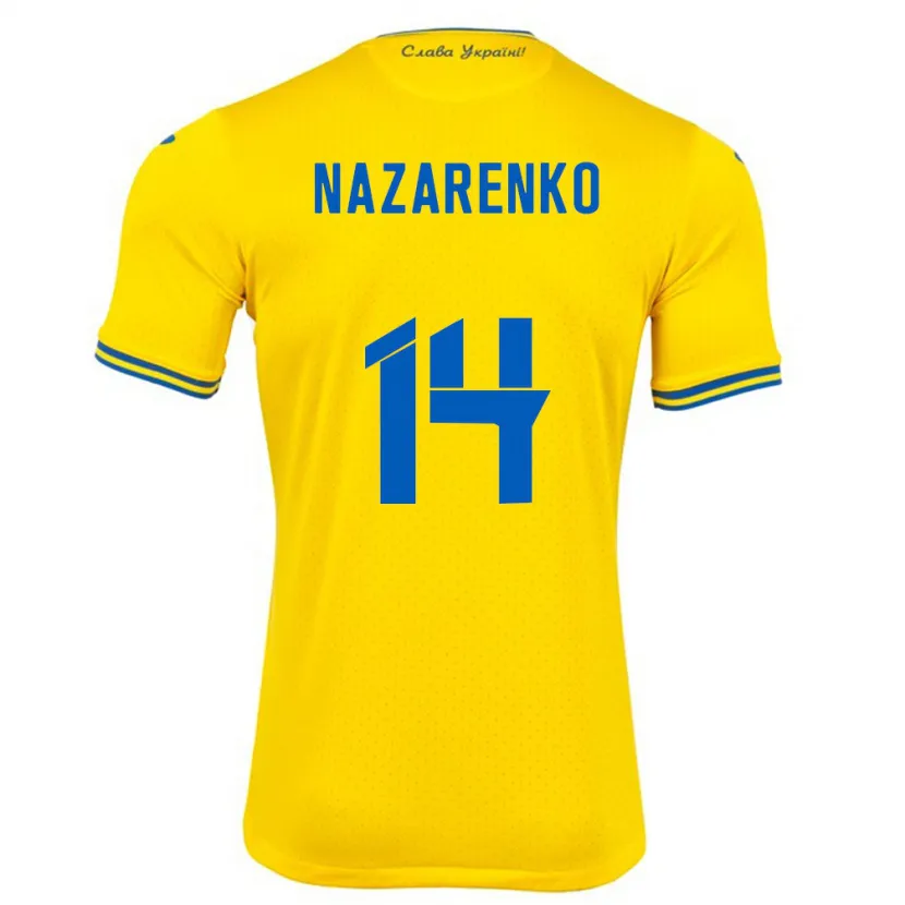 Danxen Dame Ukraina Oleksandr Nazarenko #14 Gul Hjemmetrøye Drakt Trøye 24-26 Skjorter T-Skjorte