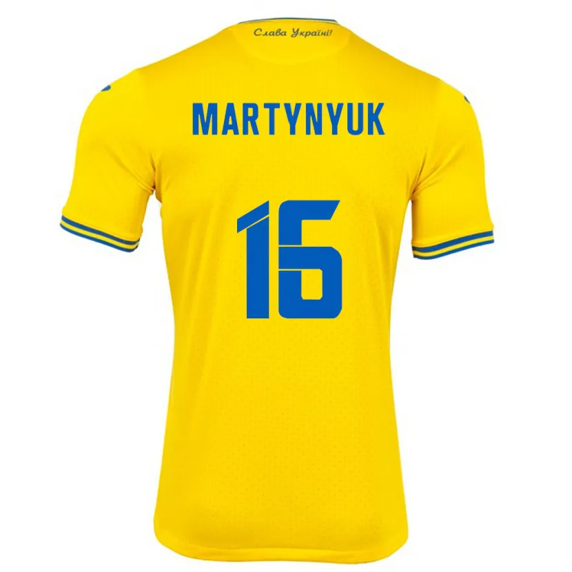 Danxen Dame Ukraina Oleksandr Martynyuk #16 Gul Hjemmetrøye Drakt Trøye 24-26 Skjorter T-Skjorte