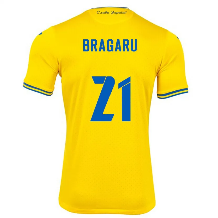 Danxen Dame Ukraina Maksym Bragaru #21 Gul Hjemmetrøye Drakt Trøye 24-26 Skjorter T-Skjorte