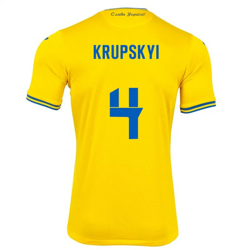 Danxen Dame Ukraina Ilya Krupskyi #4 Gul Hjemmetrøye Drakt Trøye 24-26 Skjorter T-Skjorte