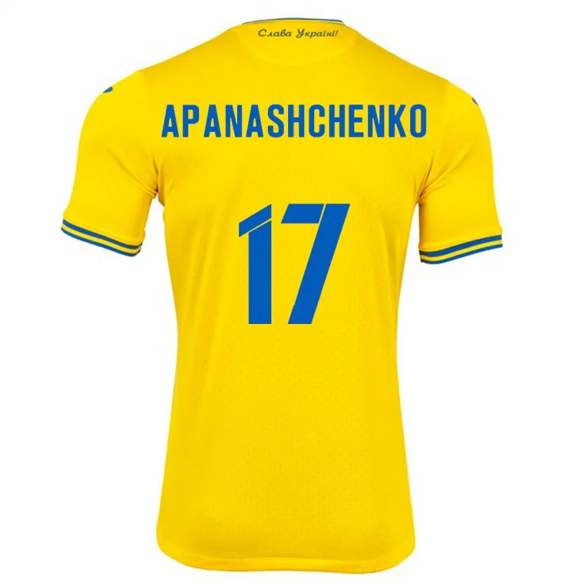 Danxen Dame Ukraina Daryna Apanashchenko #17 Gul Hjemmetrøye Drakt Trøye 24-26 Skjorter T-Skjorte