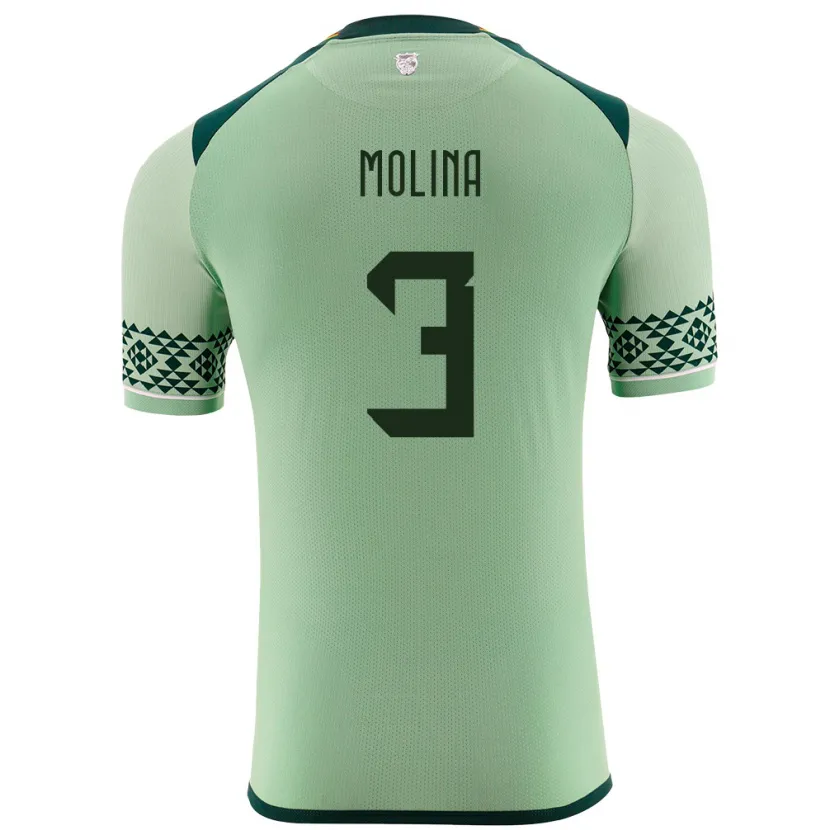 Danxen Dame Bolivia Iván Molina #3 Lysegrønn Hjemmetrøye Drakt Trøye 24-26 Skjorter T-Skjorte