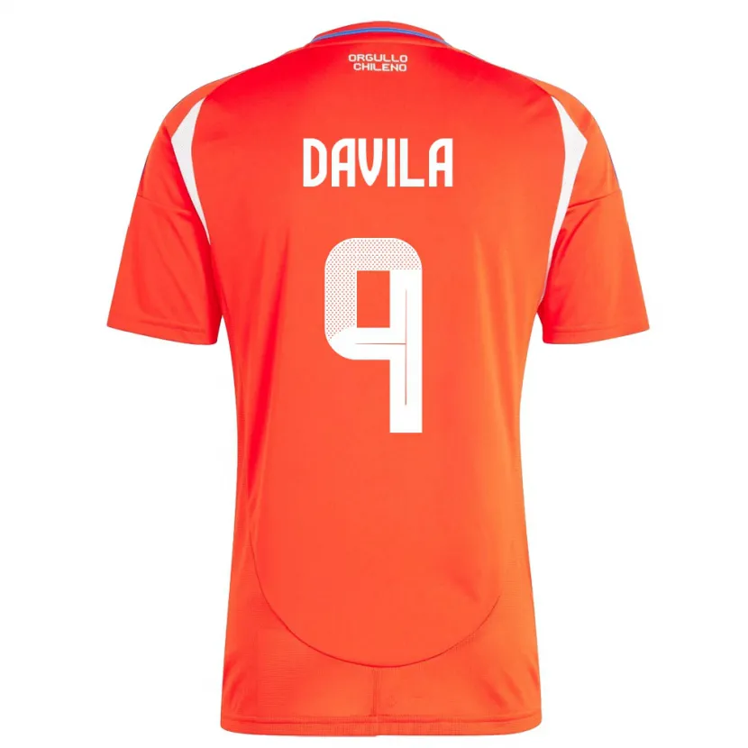 Danxen Dame Chile Víctor Dávila #9 Rød Hjemmetrøye Drakt Trøye 24-26 Skjorter T-Skjorte