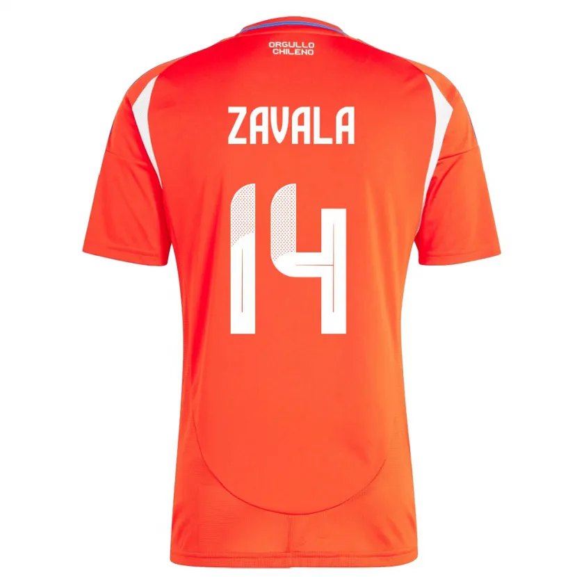 Danxen Dame Chile Cristián Zavala #14 Rød Hjemmetrøye Drakt Trøye 24-26 Skjorter T-Skjorte