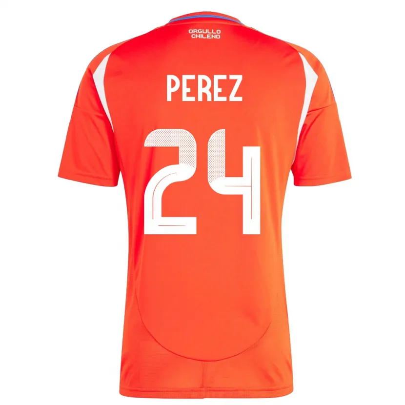 Danxen Dame Chile César Pérez #24 Rød Hjemmetrøye Drakt Trøye 24-26 Skjorter T-Skjorte