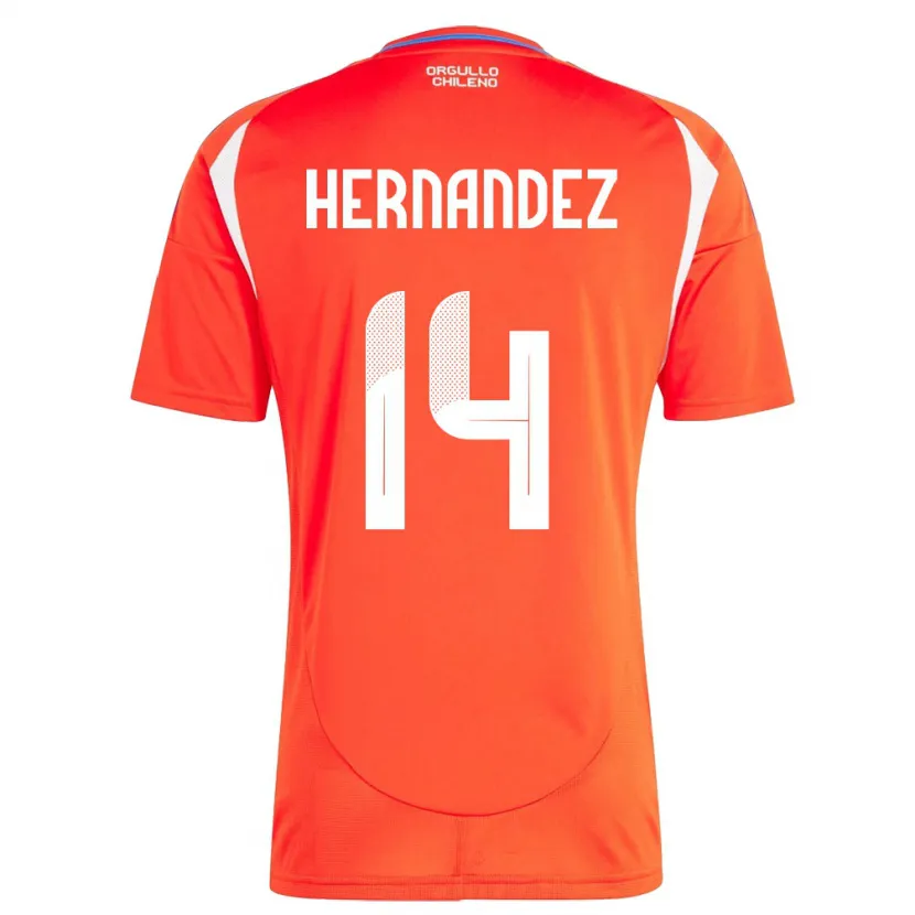 Danxen Dame Chile Leandro Hernández #14 Rød Hjemmetrøye Drakt Trøye 24-26 Skjorter T-Skjorte