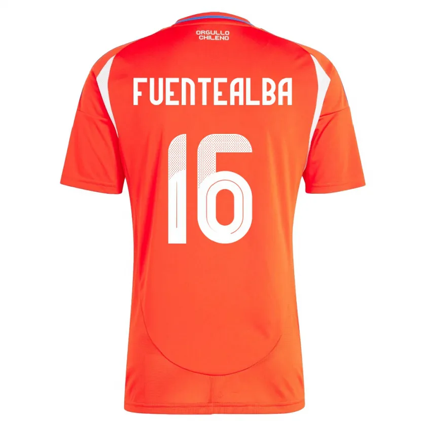 Danxen Dame Chile Jeison Fuentealba #16 Rød Hjemmetrøye Drakt Trøye 24-26 Skjorter T-Skjorte