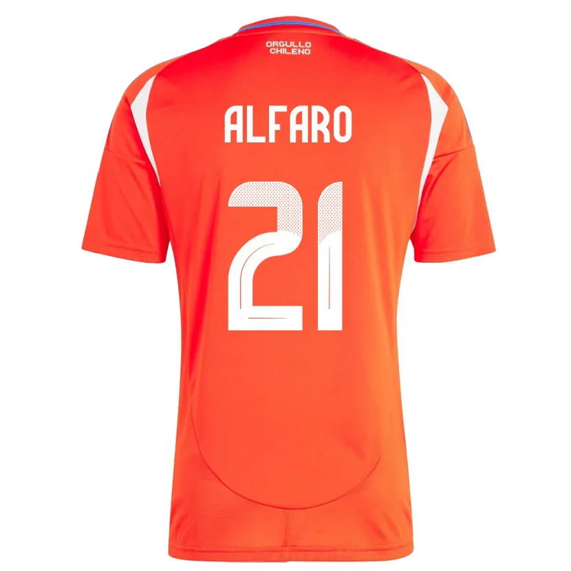 Danxen Dame Chile Julián Alfaro #21 Rød Hjemmetrøye Drakt Trøye 24-26 Skjorter T-Skjorte
