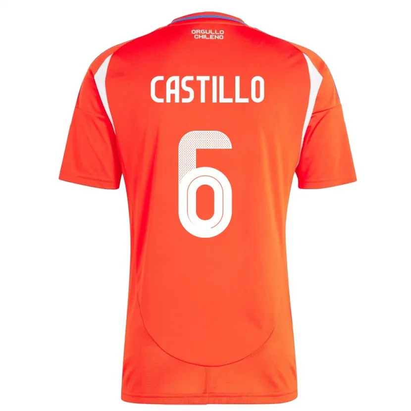 Danxen Dame Chile Cristóbal Castillo #6 Rød Hjemmetrøye Drakt Trøye 24-26 Skjorter T-Skjorte